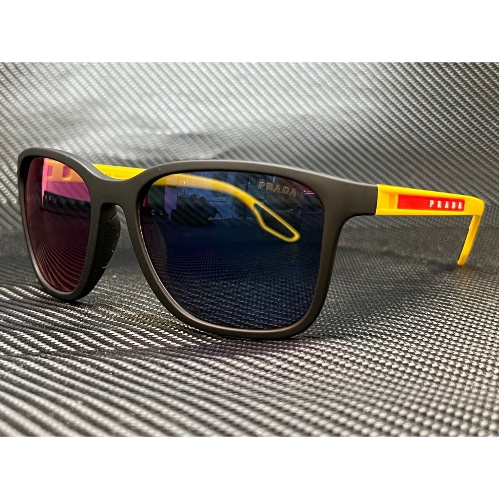 Prada Black Men's Rubber 57mm Sunglasses